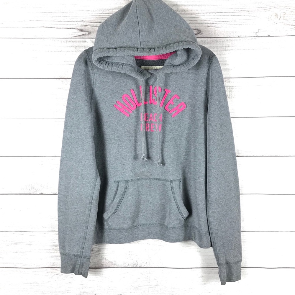 Hollister Beach Crew long sleeve gray hoodie sz L